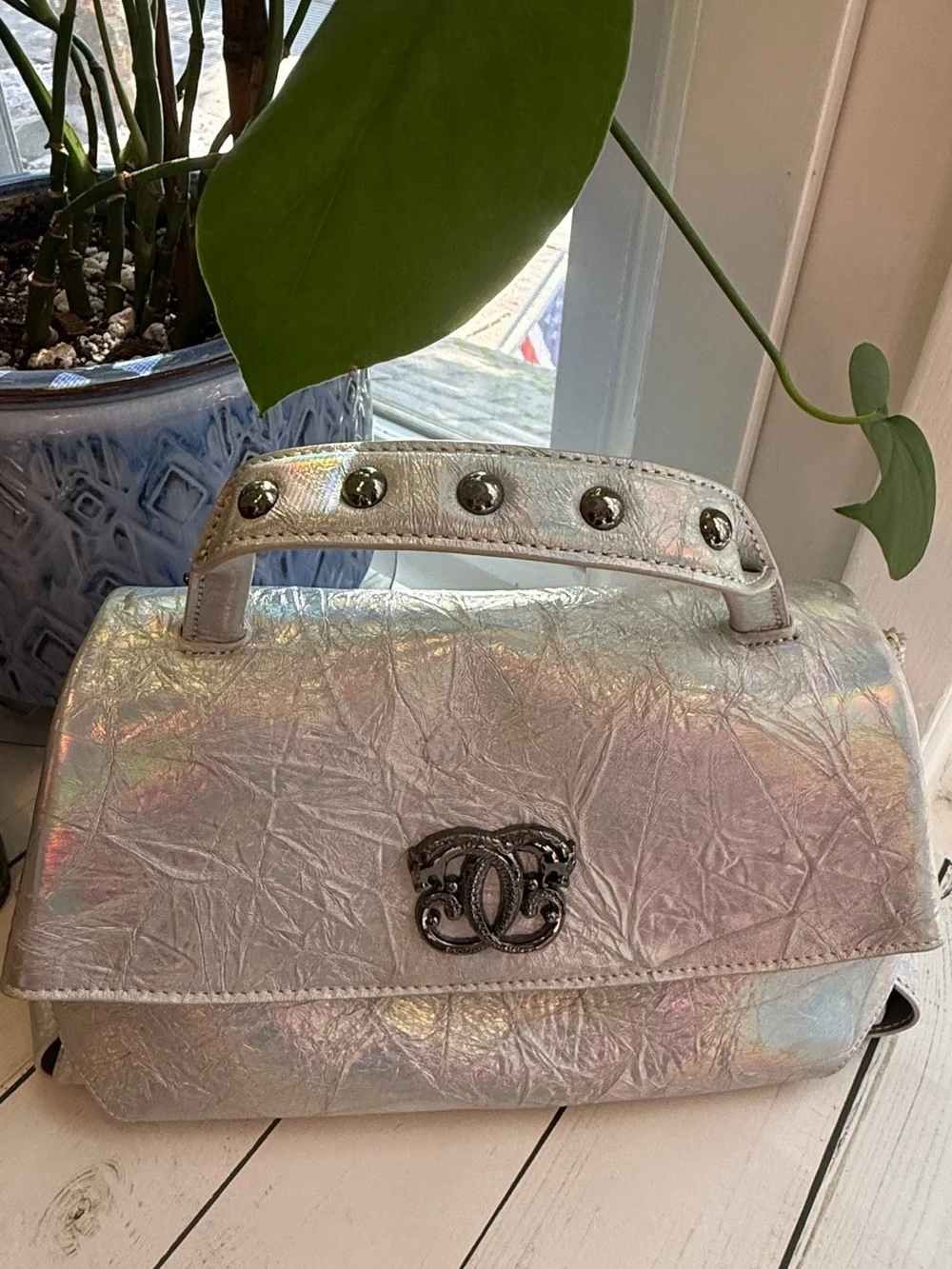 Sharif | Legacy Hologram Piega Leather Flap Front Satchel